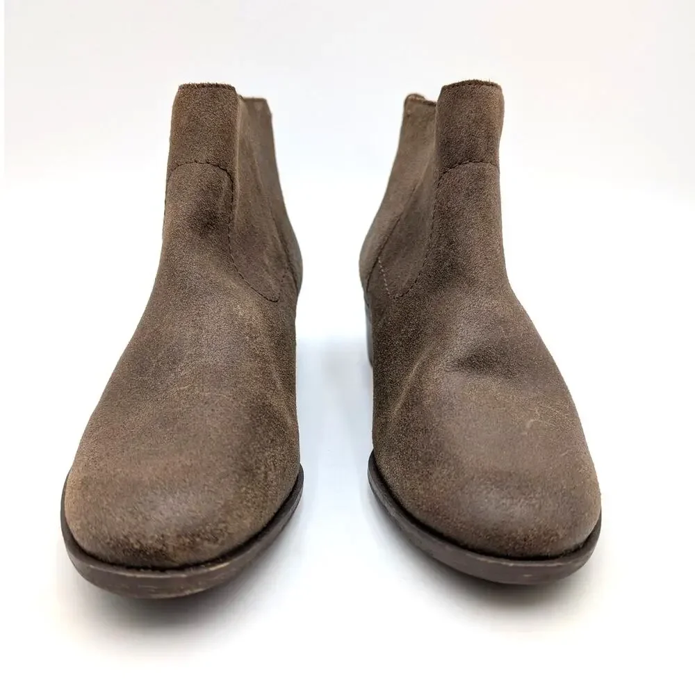 Lucky Brand Blandre Leather Ankle Booties Women's Brown Size US7M EU37.5